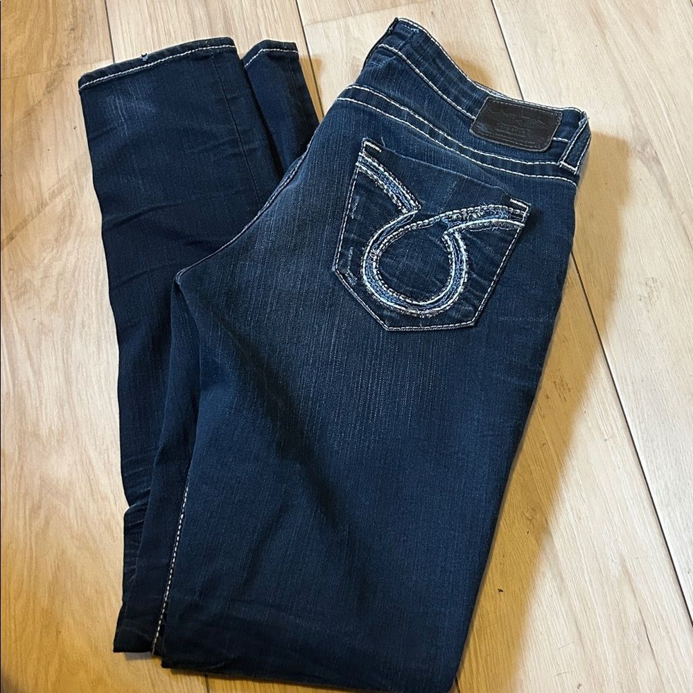 Big Star Jenae Skinny Jeans Denim Thick Stitching Size 31L Long Inseam